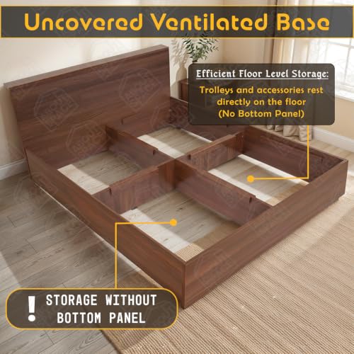 Image of ABOUT SPACE Bed - (84 x 62 inches) Queen Size Bed Without Storage | Engineered Wooden Bed Frame with Headboard & MDF Board for Mattress | 1-Year Warranty Cot for Bedroom - Maldau Acacia (Rustic Brown)