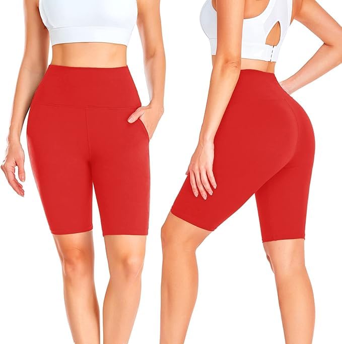 GROTEEN 8'' Biker Shorts Women with Pockets - High Waisted Tummy Control Yoga Workout Running Gym Spandex Shorts2