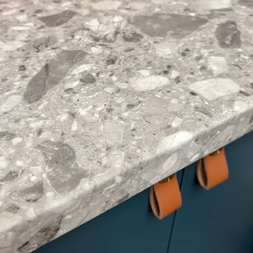 Image of d-c-fix 4m Roll New Scuff Resistant Self Adhesive Vinyl Worktop Wrap, Grey Stone Marble, Extra Thick