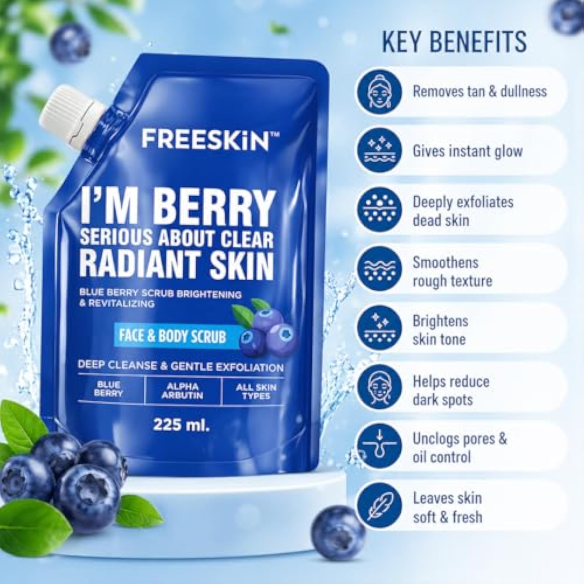 Blueberry Face & Body Scrub, 225ml