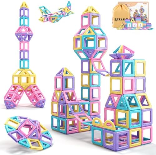 Toddler Girl Toys, Magnetic Tiles 44pcs, Birthday Gifts Ideas for Girls Age 3-5, Magnetic Building Blocks, Magnet STEM Montessori Toddler Kids Christmas Toys Gifts for 3 4 5 6 7 Year Old Girls