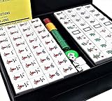 Mose Cafolo Chinese Mahjong X-Large 144 Numbered Melamine Tiles 1.6 Inch Large Tile with Black Carrying Travel Case Pro Complete Mahjong Game Set - (Mah Jong, Mahjongg, Mah-Jongg, Mah Jongg, Majiang)