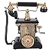 Antique Phone Props,European Style Creative Retro Telephone with Detachable Microphone for Cafe Bar Window Decoration Home Sample House Decoration (Black)