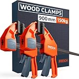 Presch Wood Clamps 900mm 2 pcs - Clamps for Woodwork with 150kg Clamping Force for immediate Fixing - Highly Stable Thanks to Carbon Steel & Reinforced housing - with Spreading Function