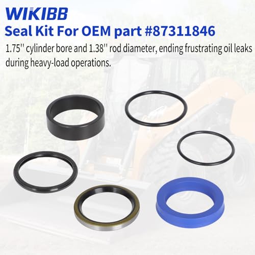 Image of Seal Kit 87311846 for Case IH & New Holland Loaders Hydraulic Cylinder Repair 1.75'' Bore & 1.38'' Rod | 6-pc Nitrile Seal Replacement Set