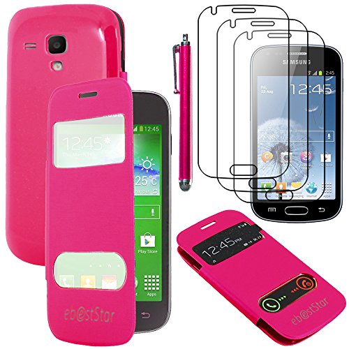 ebestStar - Coque Compatible avec Samsung Galaxy Trend S7560, S Duos S7562 Etui Housse PU Cuir Portefeuille Fenêtre Type View + Stylet + 3 Films d'écran,...