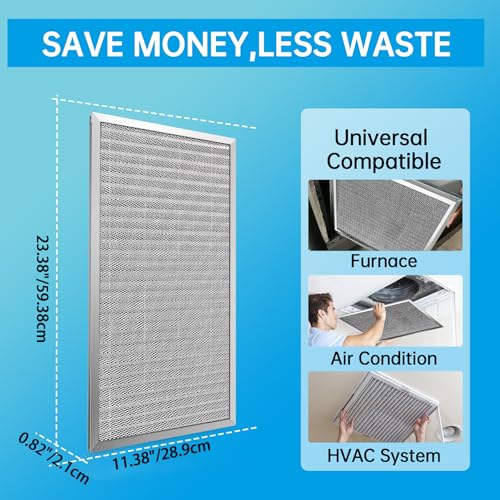 Image of UBeesize 12x24x1 Reusable Electrostatic Air Filter HVAC AC Furnace Filter,MERV 8,Washable, Lasts a Lifetime,Permanent Air Filter,Breathe Fresher,Home And Office(Actual Size:11.38x23.38x0.82 Inch)