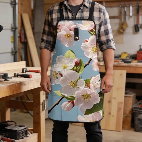 Delantal Japonés Floral para Trabajo, Multi-bolsillos Ajustable miniatura 5