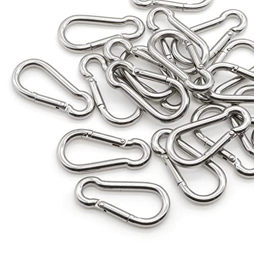 Hamineler 20 Pack 1.97 Inch Stainless Steel Spring Snap Hook, Spring Hook Clip Keychain, Silver Quick Link Clip For Camping, Hiking, Outdoor Gym Dog Leash Harness Fishing #TOP5