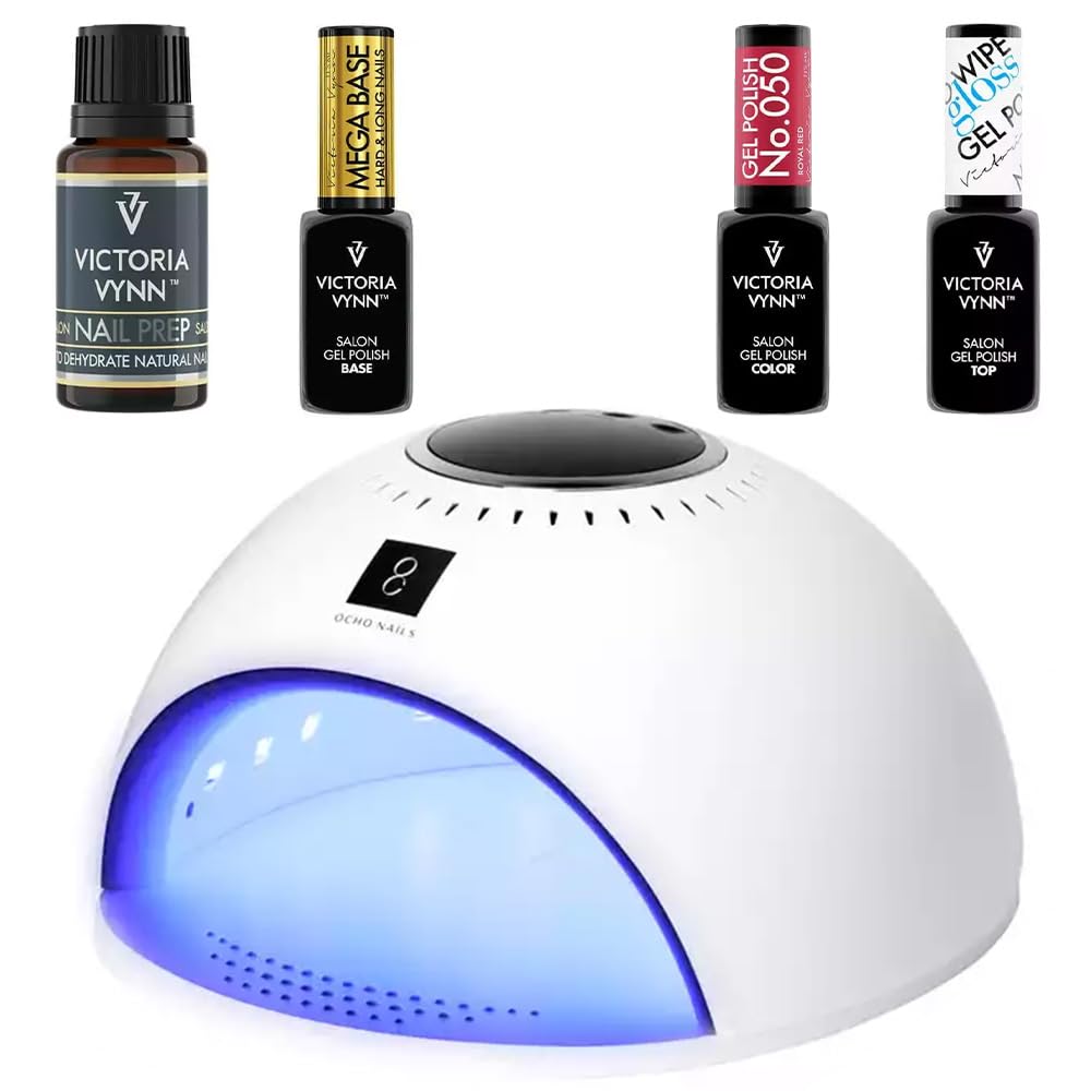 Victoria Vynn profesjonalny zestaw do pielęgnacji paznokci – lampa LED UV 84 W, salon Nail Prep, Base Gel Polish Mega Base, lakier żelowy, hybrydowy lakier żelowy, lakier hybrydowy Lost In Paradise