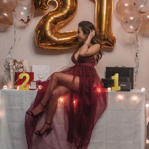 Image of TONIFUL 7.8 Inch Gold Glitter Number 1 Wooden Table Centerpieces Birthday Party Decorations,Shining Golden Digit 1 for Birthday Decorations,New Year,Graduation Decoration,Anniversary,Prop (1 Pack)