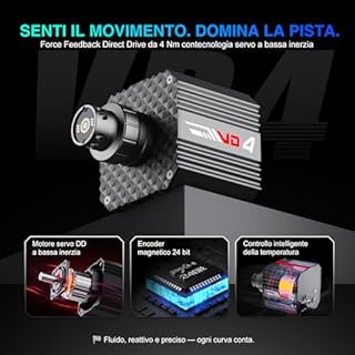 PXN VD4 Bundle Volante da Corsa Direct Drive – Base Servo-Motore 4Nm, Volante W AS Gaming, Pedali PD HM Freno & Acceleratore, Morsetto da Tavolo – Compatibile con PC Windows