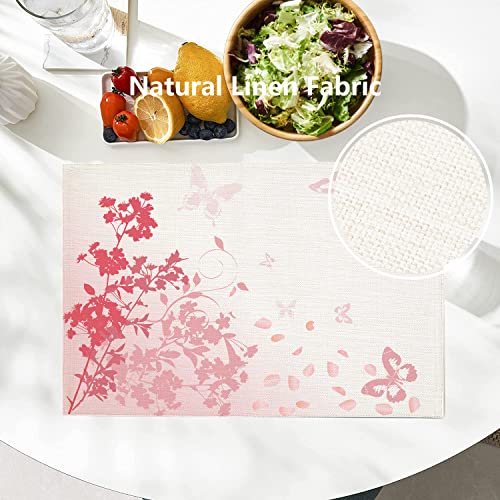 Batmerry White Flower Decorative Placemats, Colorful Asian Chinese Painting Traditional With Flower In Burlap Linen Washable Table Mats For Dining Table Wedding Placemats Set Of 4 #TOP1