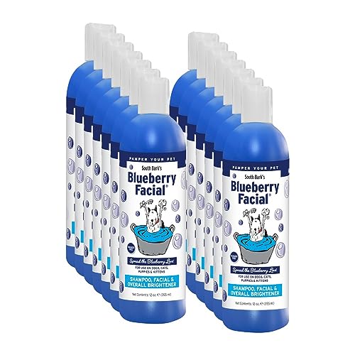 South Bark's Blueberry Facial&reg; Pet Shampoo 12 oz. for Dogs & Cats | Pack of 12 | Brightener & Tear Stain Remover - Lasting Odor Eliminator | Paraben-Free | Biodegradable | Non-Toxic | Made in USA