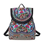 surrylake Vintage Embroidered Women Backpacks Boho Backpack Purse Ethnic Travel Shoulder Bag for Wom