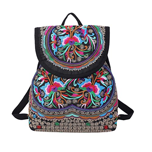 Surrylake Vintage Embroidered Women Backpacks Boho Backpack Purse Ethnic Travel Shoulder Bag For Women #TOP1