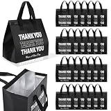80 Pcs Thank You Insulated Bags for Food Delivery Bulk Insulated Take Away Bags Bulk Thermal Bagss for Cold...