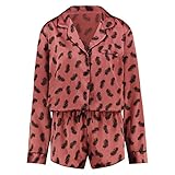 satin pyjama damen kurz Lange Ärmel, Kurze Hose, Mit Zier-Bindebändchen, Print, Doutzen Kollektion, Satin