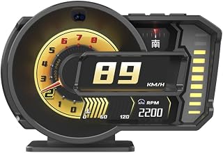 Car Head Up Display LCD Digital OBD2 GPS Speedometer with Multi-Function Gauge RPM Temperature Voltage Fuel Consumption Dashboard Monitor(A590-Max)