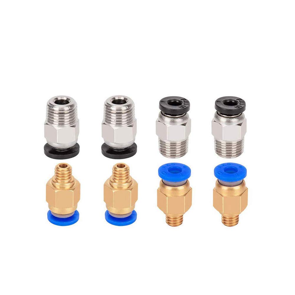 AiTrip 4pcs PC4-M10 + PC4-M6 Straight Quick in Fitting with 1m PTFE Tube and Cutter