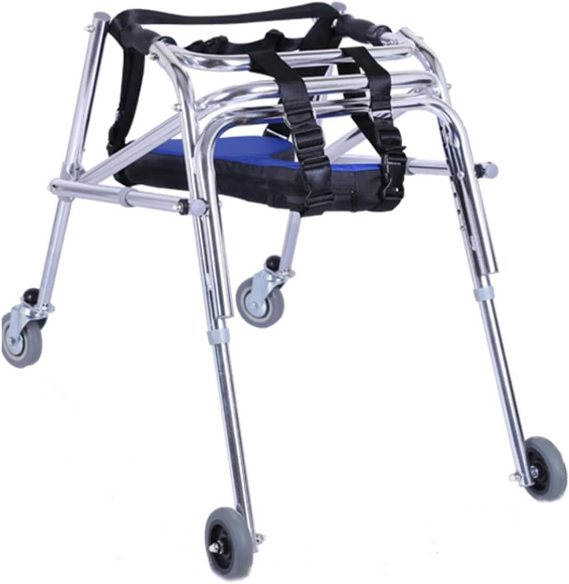 Folding Walker for Kids with Wheels,Aluminum Alloy Height Adjustable Walker, Lightweight Posterior Rollator Walker,Anti-Backward Size Kids Walker for Disabled Injured Rehabilitation Training