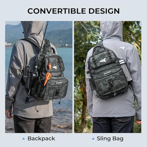 Image of KastKing BaitSpace Fishing Sling Bag, Fishing Backpack with Rod Holder