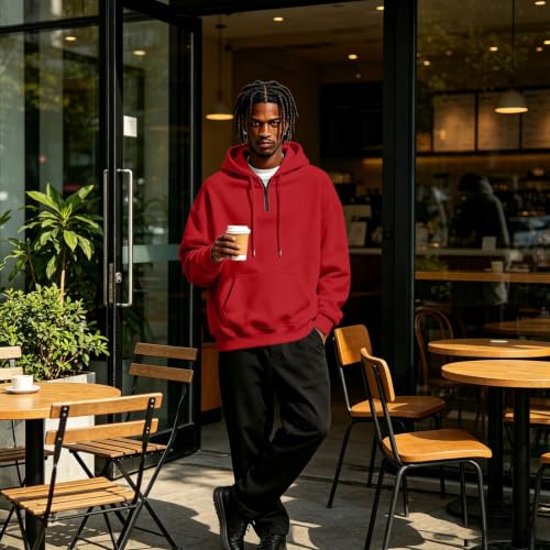 Hooded Sweatshirt Men Comfy Quarter Zip Pullover Sweatshirt Sweat Shirts - image 7