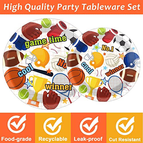 96 Pieces Sports Themed Party Decorations Supplies Superstar Party Tableware Set All Star Birthday Party Dessert Plates Napkins Forks For 24 Guests Basketball Baseball Soccer Tennis Party Favors #TOP3
