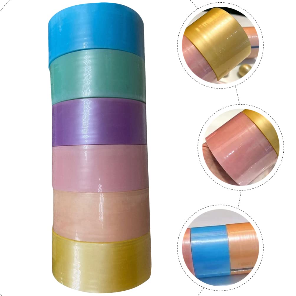 Toyvian Pearl Sticky Ball Tape 6 Rolls Colored Adhesive Tapes 3.54X3.54In Silky Texture for DIY Crafts Relaxation and Decorative Projects