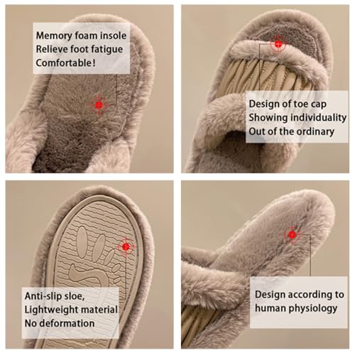 Women's Plush Slippers Warm Fur Slippers Fashionable Open Toe Slippers For Women Indoor And Outdoor3