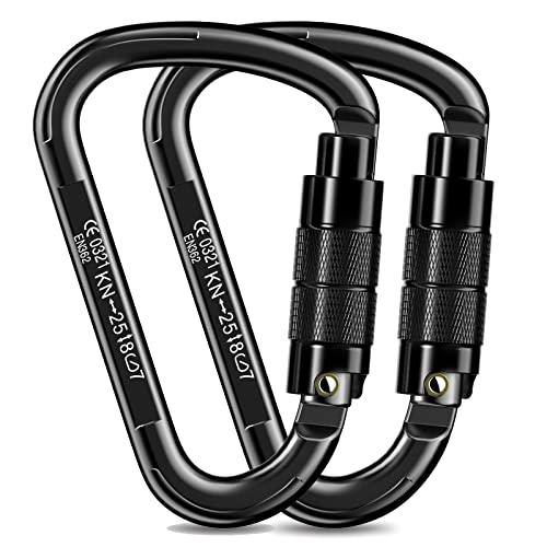 Kletterkarabiner Karabinerhaken,UIAA-Zertifiziert karabiner schwerlast,25KN Auto Locking Klettern karabiner Clips ,Kletterausrüstung for Bandschlinge,Schaukel,Hängematte,Absei Cover