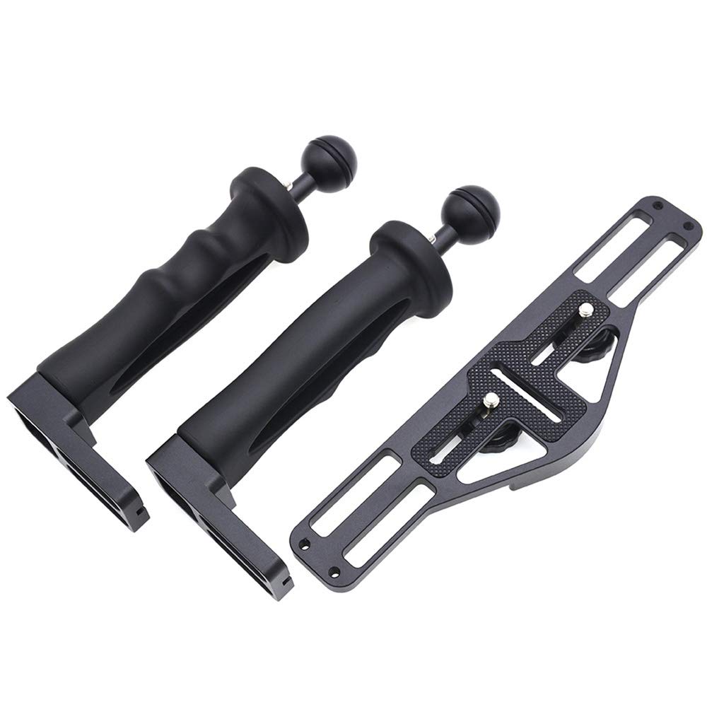 Estabilizador de Mano Dual, Buceo, Cámara Subacuática, Carcasas Bandeja/Empu？adura a Prueba de Agua con Doble Asa pPara Estuche Impermeable a Prueba de Puerto de Cúpula