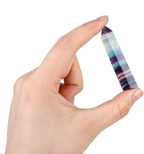 Miniatura 6 de Crystal Natural Crystal Colorful Striped Fluorite Quartz Crystal Stone Point Hexagonal Wand Stone cuarzos Piedras SHENGYUYIN