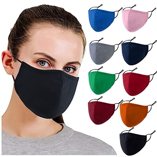 MANDOYV[Ships from USA] 9PCS Adults Cotton Pluggable Gasket Face Bandana_Covering_MASK Face Protection For Women and Men, Fashion Multicolor Unisex Washable Reusable Face Fabric For Cycling Camping