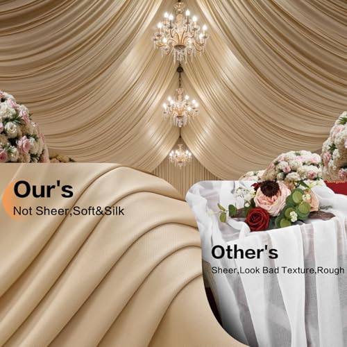 60ft×20ft Champagne Ceiling Drapes for Weddings Parties,12 Panels 5×20ft Long Ceiling Curtain for Tent Canopy,Wrinkle Free Silky Easy to Hang&Draping Drapes for Backdrop Event Church Stage by NSSONBEN - Image 4