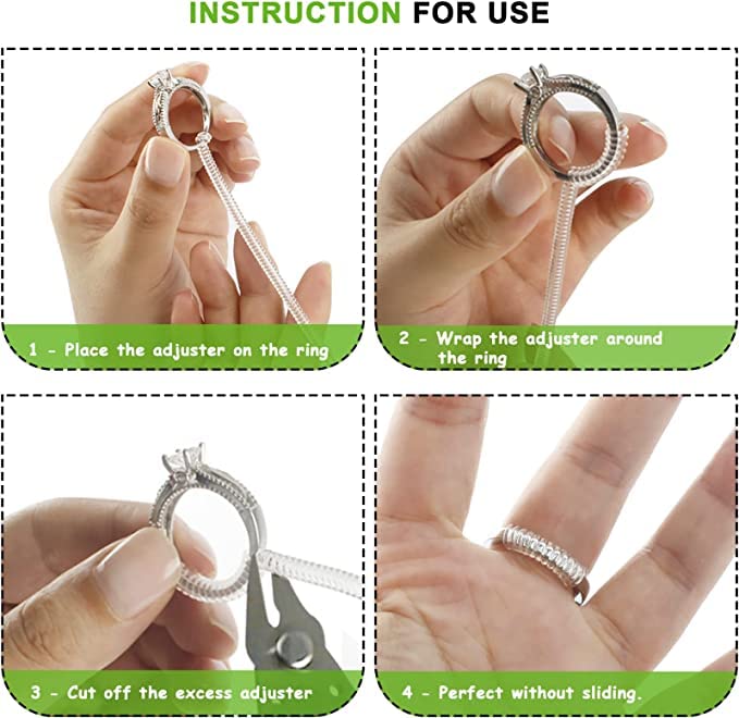 THECLOUDMALL Ring Sizer Adjuster for Loose Rings - 4 Pack, 2 Sizes for Different Band Widths, Silicone Jewelry Guard, Spacer, Mandrel for Making 1