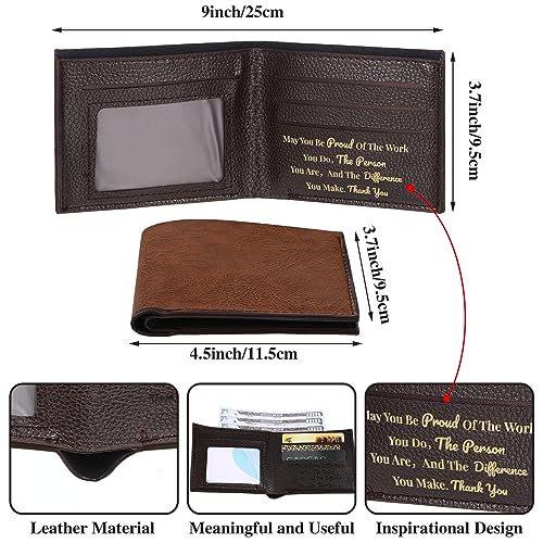 Paterr 12 Pieces Leather Wallet for Men DIY Bifold Wallet Engrave Inspirational Father Day Gift for Christmas Men Husband Son(Light Brown)2
