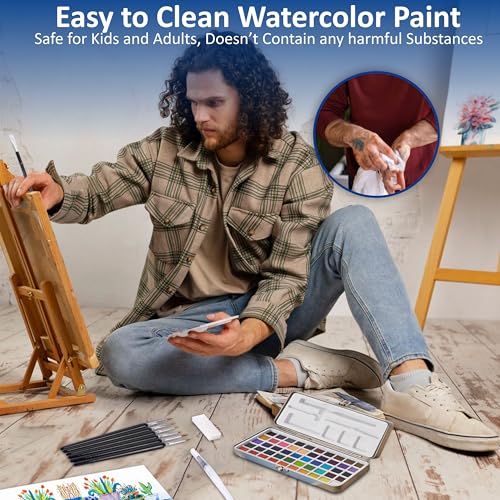 Image of Professional Watercolor Paint Set - 50 Colors Metal Case Kit