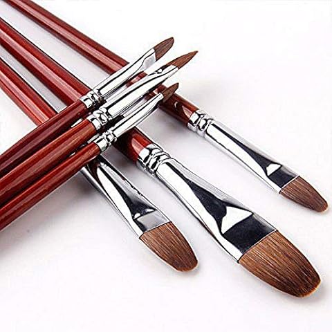 Filbert Paint Brushes, 6 Pcs Professional Watercolours Mop Brushes , Anti-Shedding Red Sable Hair for Acrylic, Oil, Watercolor and Gouache, Nice Gift for Adults and Artists Cover