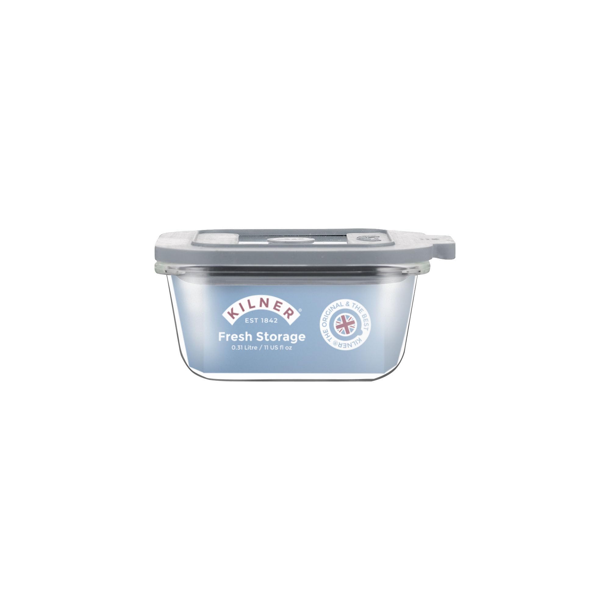 Kilner Fresh Storage 0.31 Litre Airtight Glass Container Durable Leakproof Lid with Vacuum Seal for Food Storage Leftovers Snacks Meal Prep Batch Cooking
