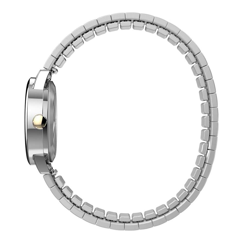 Timex Easy Reader Damen-Armbanduhr, 25 mm, zweifarbiges Edelstahl-Stretcharmband, weißes Zifferblatt, silberfarbenes Gehäuse