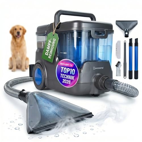 Sommertal HYDRO 9000 MAX Waschsauger | 1.000W 28 kPa | Teppichreiniger & Polsterreiniger mit integriertem Dampfsauger und Nasssauger-Funktion für Teppich Sofa Auto-Innenraum & Matratzen