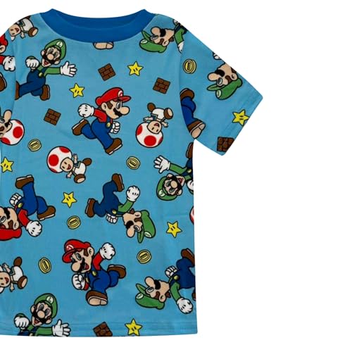 Super Mario 4 Piece Pajama Set - Boys PJs with Short Sleeve Shirt, Shorts & Pants - Kids Sleepwear Set - Official License4