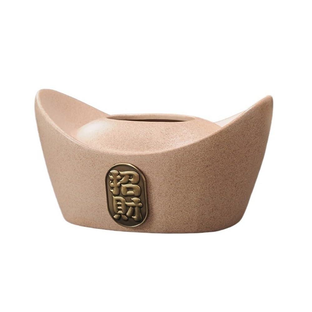 Tissue Case Chinese Tissue Box Fortune Coffee Table Decoration Ceramic Desktop for Bathroom Countertop Night Stands Office Tissue Dispenser(Beige)