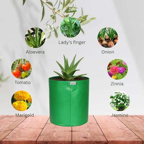 Image of HDPE UV Treated 340 GSM Plant Growing Bags for Terrace Gardening Easy to Use 09 x 09 Inch - Pack of 5