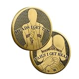 Funny Heads and Tails Challenge Coin – Double-Sided Lucky Token – ‘Heads I Get Tail, Tails I Get Head’ – Humor Gift for Couples, Collectors, Birthdays, and Special Occasions
