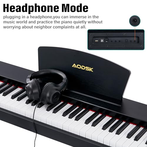 AODSK AD-X1 Clavier numérique pour débutant avec 88 touches, piano électrique pour débutants, avec support de partition, pédale, adaptateur secteur, prise en charge du mode - Les Beatles, Paul McCartney, John Lennon, RIngo Starr, George Harrison AODSK AD-X1 Clavier numérique pour débutant avec 88 touches, piano électrique pour débutants, avec support de partition, pédale, adaptateur secteur, prise en charge du mode – Image 6