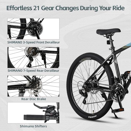 Image of AVASTA Earth 26 27.5 inch Mountain Bike with 21-Speed, Aluminum Frame, Dual Disc Brake, Comfortable Saddle, Multiple Colors