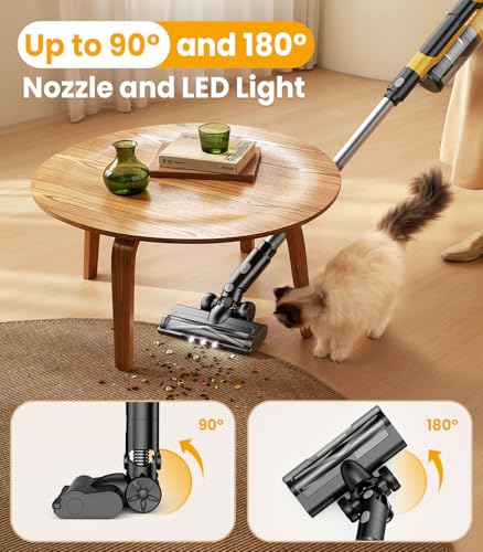 Image of qimedo 8000mAh Cordless Vacuum Cleaner with 2 Batteries, 700W Powerful Suction, 90 Inch Extension Tube & 2L Dust Cup, 7 in 1 Stick Vacuum for Home, Hardwood Floor, Pet Hair, Dorm