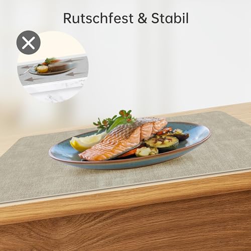 KitchenBoss Tischsets Abwaschbar Platzdeckchen und Untersetzer：6 Set Platzsets Abwaschbar rutschfest Hitzebeständig Doppelseitigen Tischset… – Ansicht 4